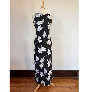Maurices Vintage 90s Grunge Floral Maxi Dress Black Purple Size 7/8